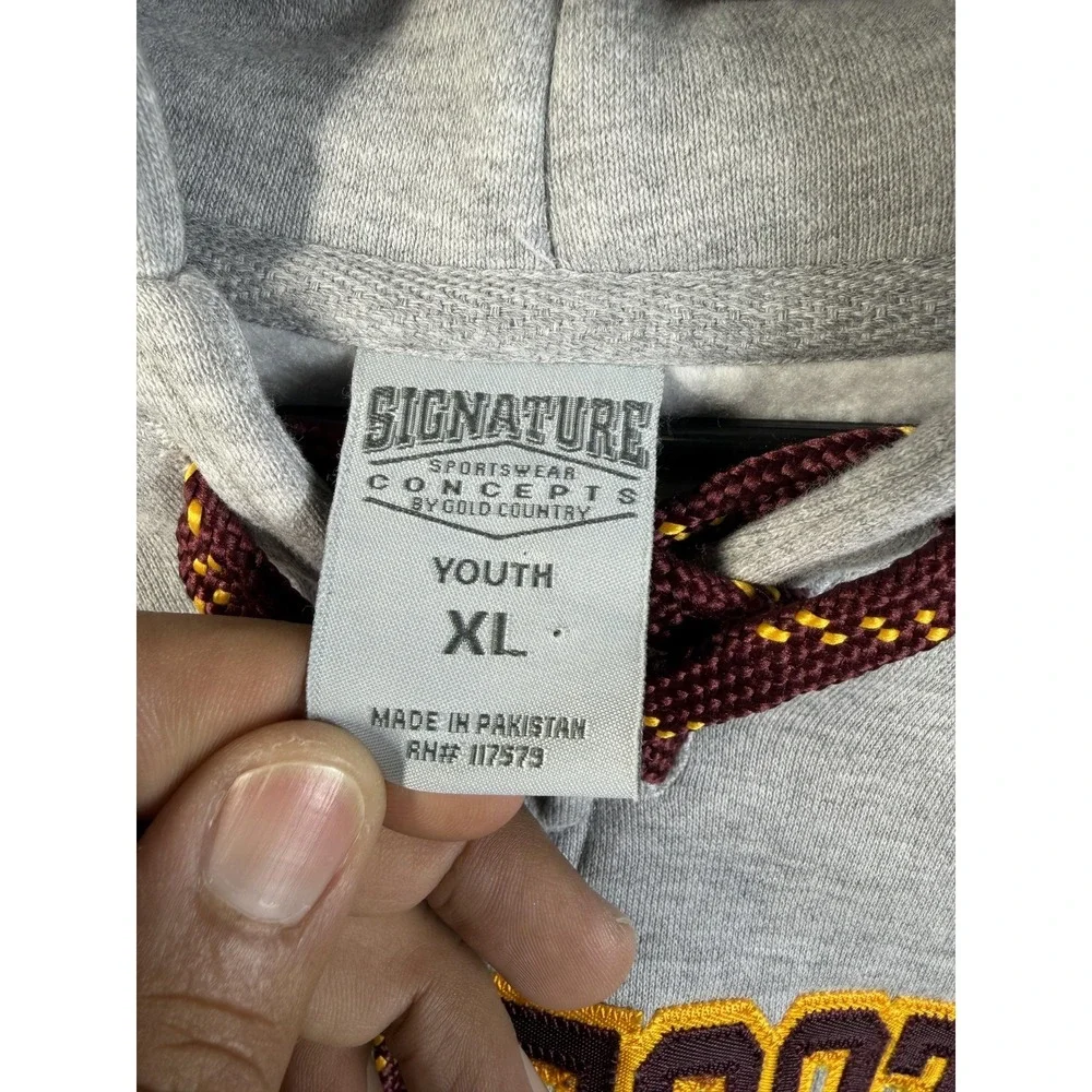Minnesota Golden Gophers Hoodie Youth XL Gray NCAA Hockey Sweatshirt Signature